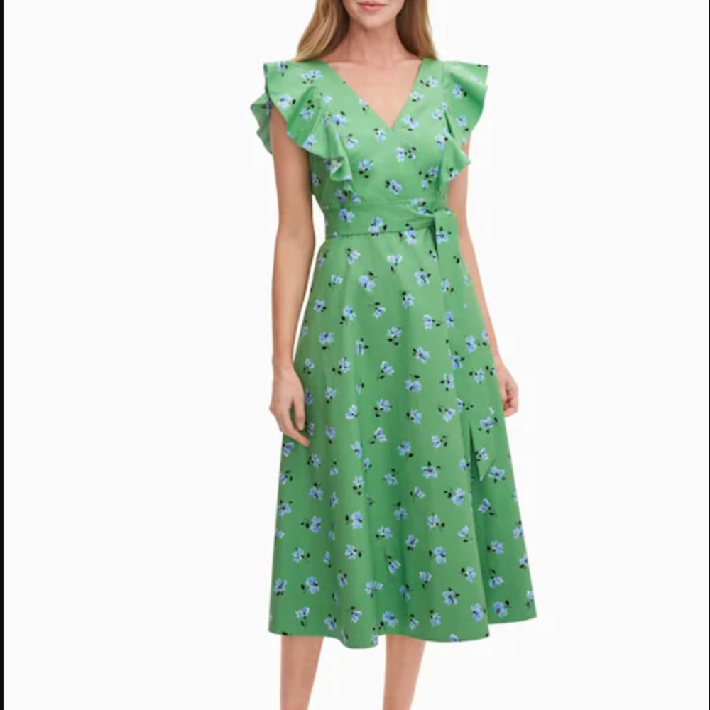 NWT Kate Spade Tea Garden Toss Poplin Midi Dress 14